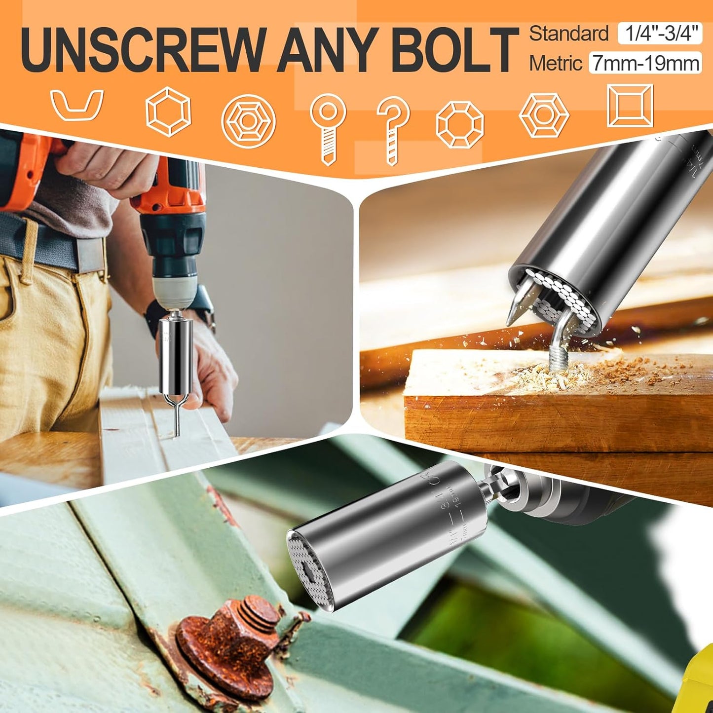 Universal Socket Tool with Drill Adapter